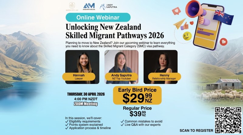 Andy Saputra - Anavrin Media - Webinar Online New Zealand 2026 Zoom Meeting, Cara Mudah Pahami Skilled Migrant Pathways & Peluang Kerja di Selandia Baru - gambar 1