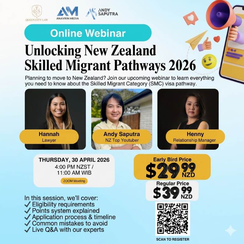 Andy Saputra Inisiasi Webinar Eksklusif Unlocking New Zealand Skilled Migrant Pathways 2026 – Siapkan Langkah Menuju Residensi Permanen