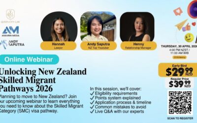 Webinar Online New Zealand 2026 Zoom Meeting, Cara Mudah Pahami Skilled Migrant Pathways & Peluang Kerja di Selandia Baru
