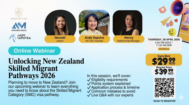 Webinar Online New Zealand 2026 Zoom Meeting, Cara Mudah Pahami Skilled Migrant Pathways & Peluang Kerja di Selandia Baru